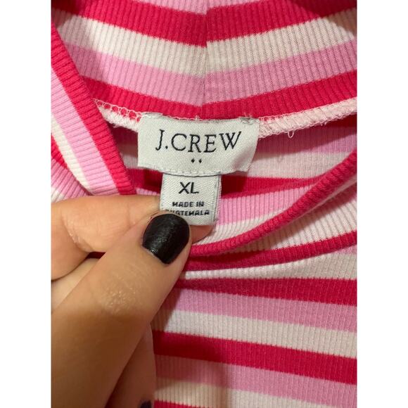 J. Crew Factory Pink White Striped Cotton Mock Turtleneck Ribbed Size XL - Picture 4 of 6